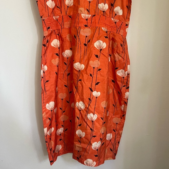 Floral Poppy Print Orange Dress - Picture 5 of 8
